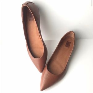 Frye Sienna Ballet Leather Flats Brown Wood